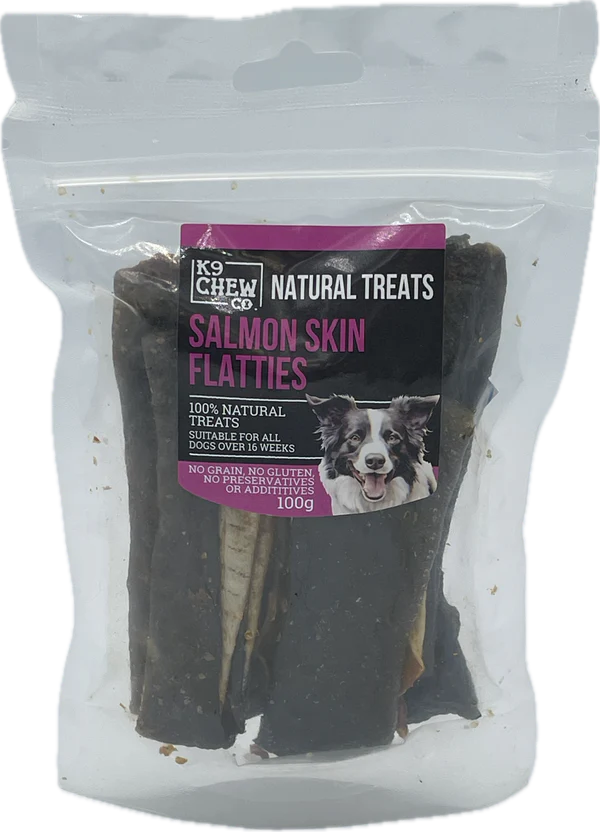 K9 Chew Co. Salmon Skin Flatties 1kg (approx. 50pc)