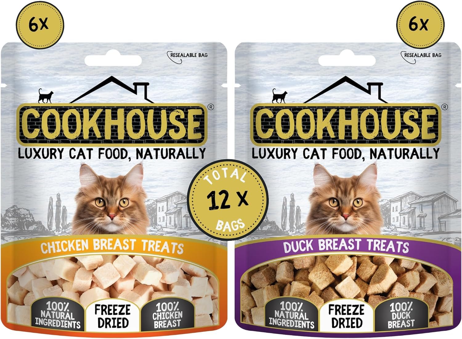 COOKHOUSE Luxury Cat Treats Freeze Dried 100% Mixed 10g x 12