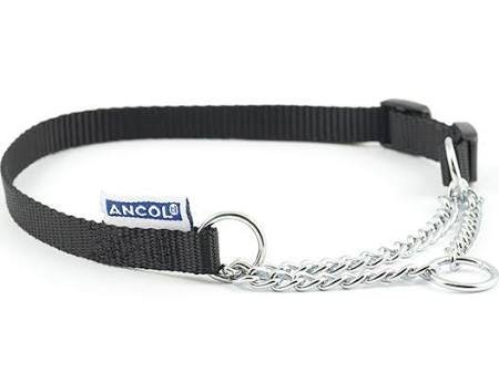 Ancol Nylon Half Check Collar 2-4 Black 18" x 1