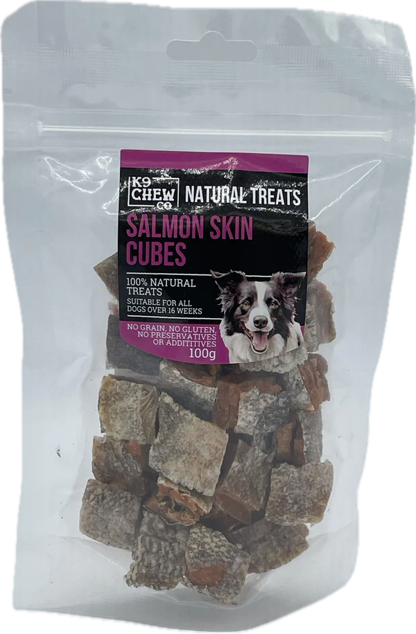 K9 Chew Co. Salmon Skin Cubes 1kg (approx. 400pc)